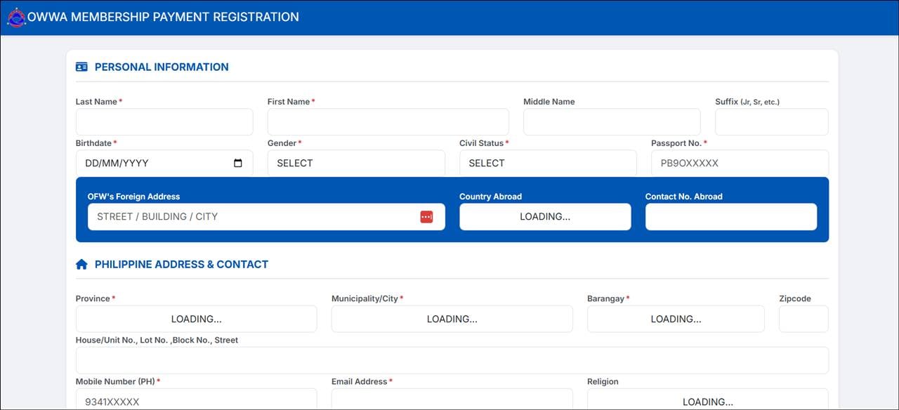 owwa membership application form online